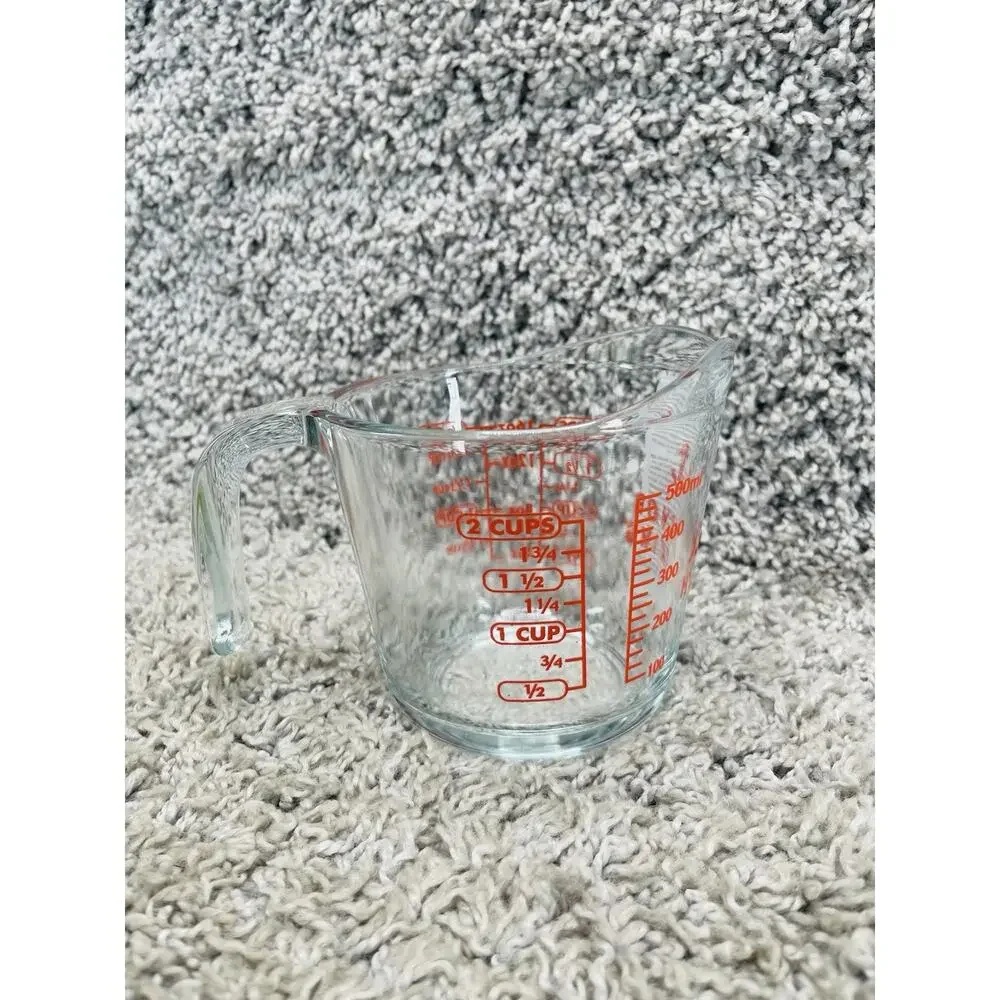 Anchor Hocking 2 Cup Glass Measuring Cup Red Letters 16 oz 1 Pint Gadgets New